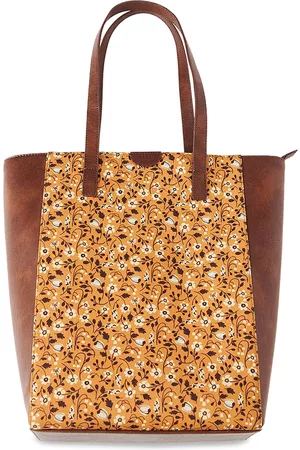 TEAL Women Floral Printed Canvas Shopper Tote Bag