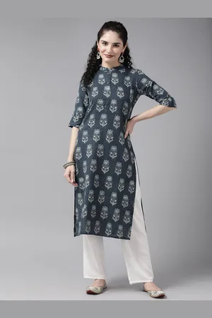 Cayman Women Blue Floral Printed Floral Kurta