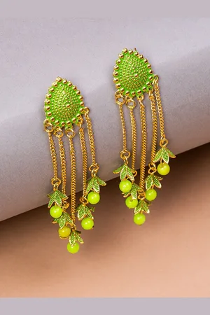 HOUSE OF ARLI Gold-Plated Oval Drop Earrings