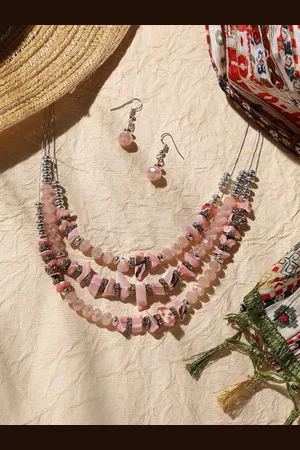 SOHI Silver-Plated Beaded Jewellery Set