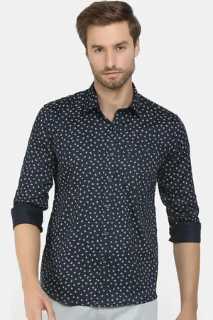 V-Mart Men Navy Blue Floral Printed Formal Shirt