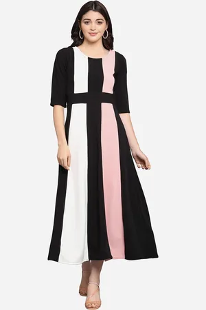 PURVAJA Women Black Colourblocked Fit and Flare Dress