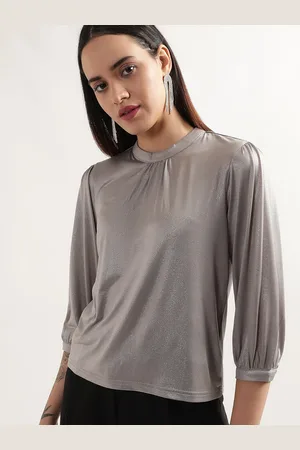 CENTRESTAGE Self Designed Shimmer Puff Sleeve Top