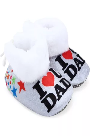 Superminis Infant Kids Grey & White Printed High-Rise Booties