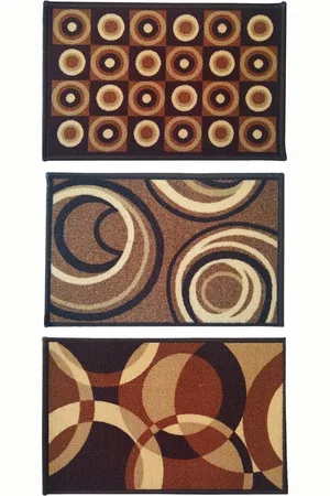 Athom Trendz Set Of 3 Printed Anti Skid Latex Backing Rectangular Door Mats