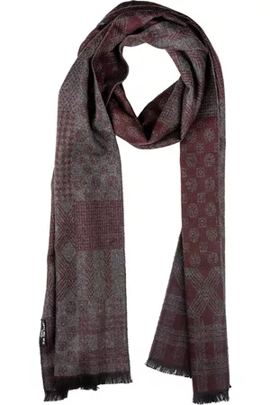 The Tie Hub Men Printed Woolen Scarf With Frayed Border