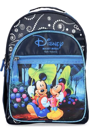 Kuber Industries Kids Navy Blue Disney Mickey Minnie Mouse Backpack