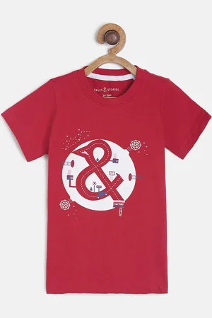 TALES & STORIES Infant Boys Red & White Printed Round Neck T-shirt