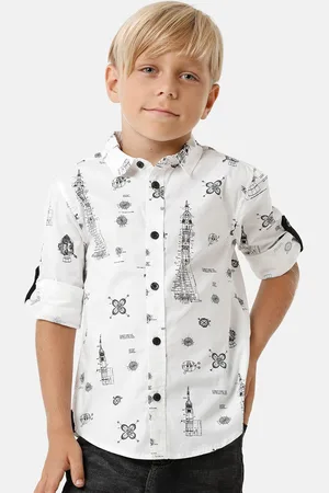 KATE & OSCAR Boys Smart Abstract Printed Cotton Casual Shirt