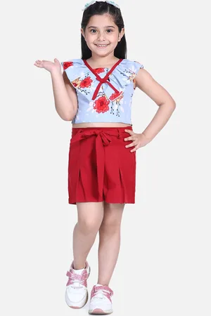 naughty ninos Girls Blue & Red Printed Top with Shorts