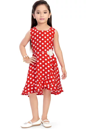 Doodle Girls Red & White Polka Dot Print A-Line Dress