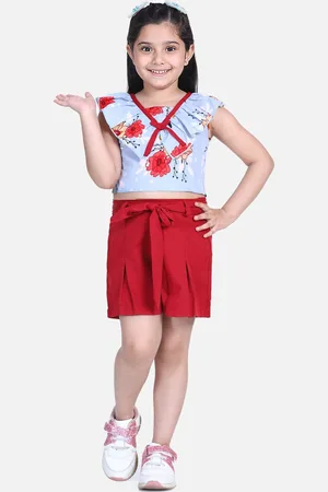 naughty ninos Girls Blue & Red Printed Top with Shorts