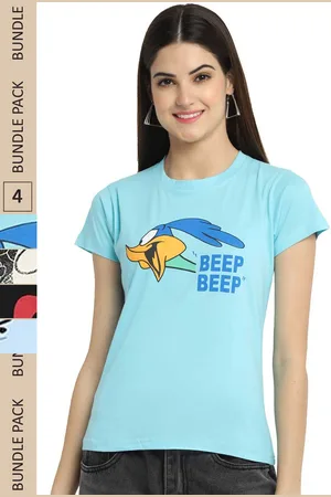 Fabflee Pack Of 4 Road Runner Printed Cotton T-shirt