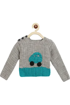 CHUTPUT Unisex Kids Grey Colourblocked Pullover Sweater