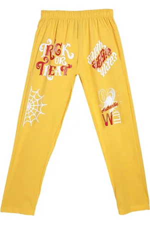 Sweet Angel Boys Yellow & White Printed Pure Cotton Straight-Fit Track Pants