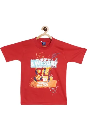 Sweet Angel Boys Red Printed Round Neck T-shirt