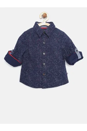 Nauti Nati Boys Navy Blue Regular Fit Printed Casual Shirt