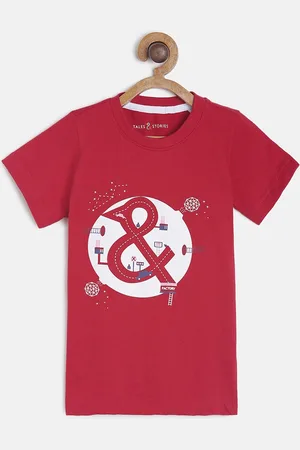 TALES & STORIES Boys Red Printed Round Neck T-shirt