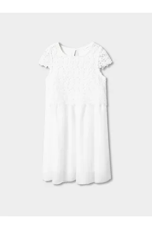 MANGO Girls Floral Self Design Fit & Flare Dress