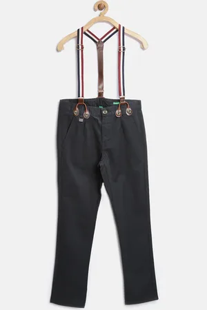 Benetton Boys Black Trousers with Suspenders