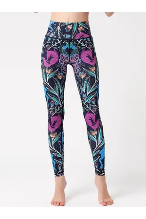 JC Collection Women Floral Printed Ankle-Length Gym Tights