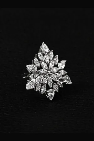 CLARA 92.5 Sterling Silver Rhodium-Plated Cubic Zirconia-Studded Finger Ring
