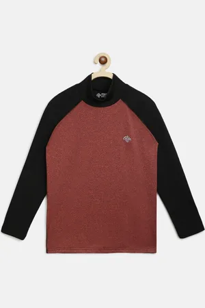 Chimprala Boys Rust Colourblocked High Neck Sports T-shirt
