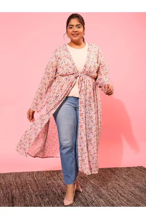 CURVY STREET Women Printed Longline Tie-Up Shrug
