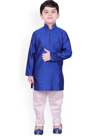 SG Boys Blue & Off-White Self Design Kurta with Pyjamas