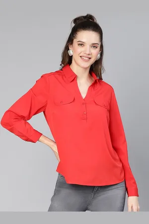 Oxolloxo Crepe Pocket Detail Shirt Style Top