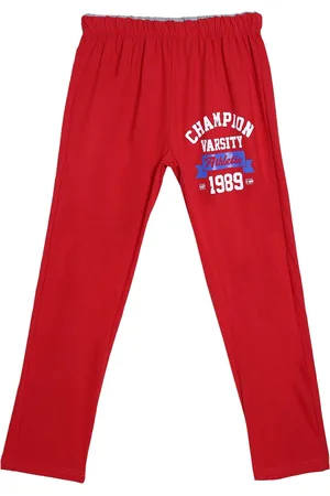 Sweet Angel Boys Red & White Alphanumeric Printed Pure Cotton Straight-Fit Track Pants