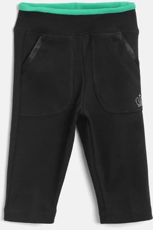 Cayman Girls Black Solid Pure Cotton Track Pants