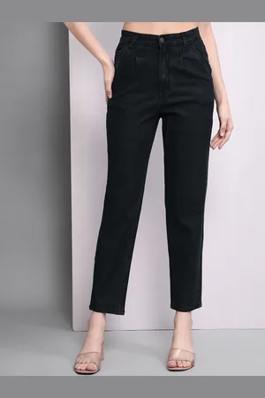 Guti Women Slim Fit High-Rise Cropped Stretchable Cotton Jeans