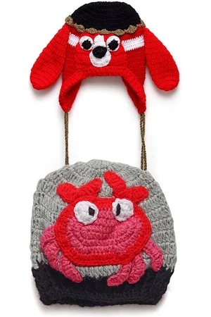 CHUTPUT Kids Red & Grey Crochet Wool Beanie