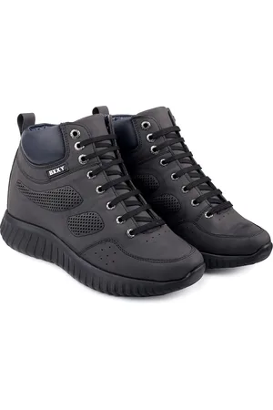 BXXY Men High-Top Lightweight Hidden Elevator Height Increasing Lace-Up Sneakers