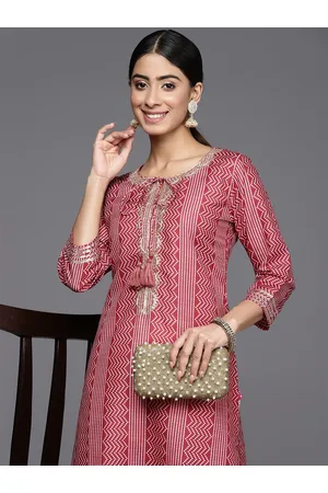 Varanga Women Red Bandhani Printed Indie Prints Kurta