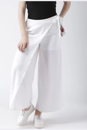 DODO & MOA Women White Regular Fit Solid Trousers