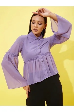 ATHENA Bell Sleeve Ruffles Shirt Style Top