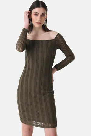 Kazo Striped Off-Shoulder Bodycon Mini Dress