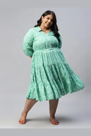 AURELIA Plus Size Floral Printed Tiered Fit & Flare Midi Dress