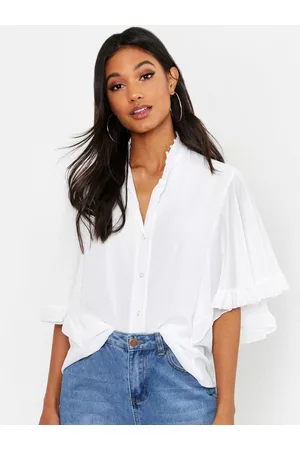 Boohoo Mandarin Collar Shirt Style Top