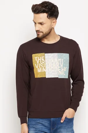 Duke Men Brown Printed Fleece Sweatshirt