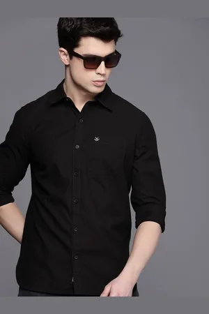 WROGN Men Slim Fit Solid Opaque Pure Cotton Casual Shirt With Chest Pocket