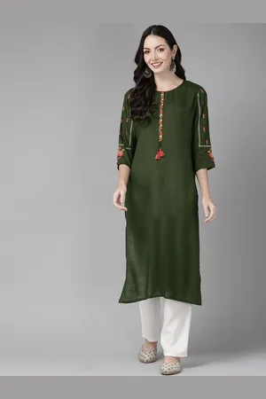 Cayman Floral Embroidered Kantha Work Pure Cotton Kurta