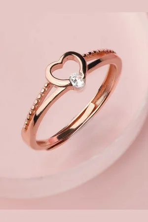 Zavya Women Rose Gold-Plated CZ Studded Finger Ring