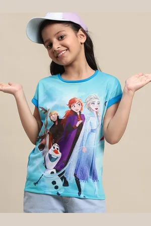 Kidsville Girls Frozen Printed Extended Sleeves Cotton T-Shirt