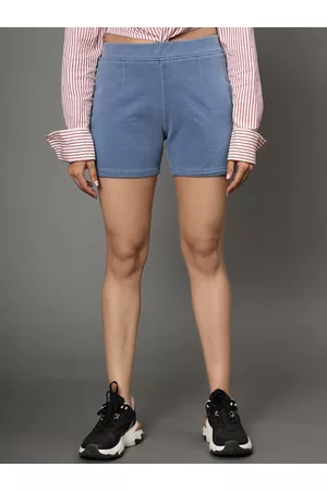 AngelFab Women High-Rise Slip-On Denim Shorts
