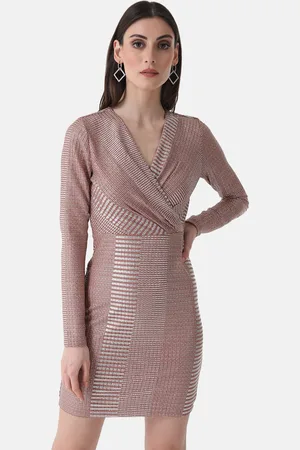 Kazo Self Design V-Neck Sheath Mini Dress