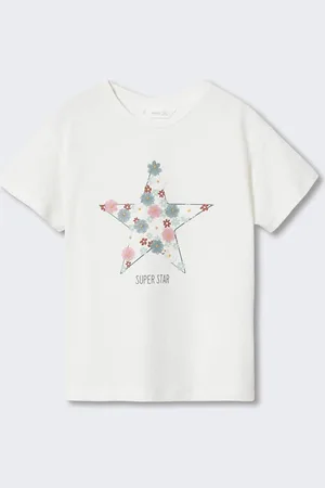 MANGO Girls Pure Cotton Floral Applique T-shirt