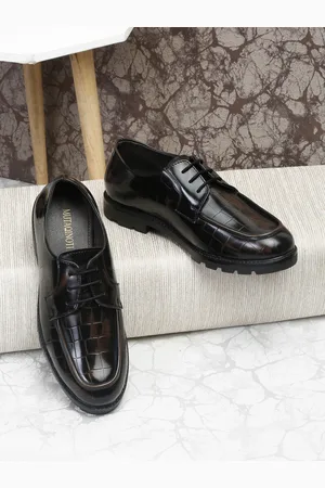MUTAQINOTI Men Textured Vegan Leather Formal Derbys